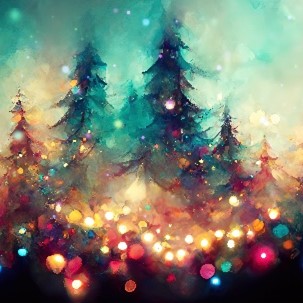 Image of Christmas trees and lights