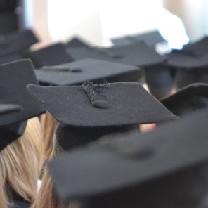 Mortar boards at graduation ceremony