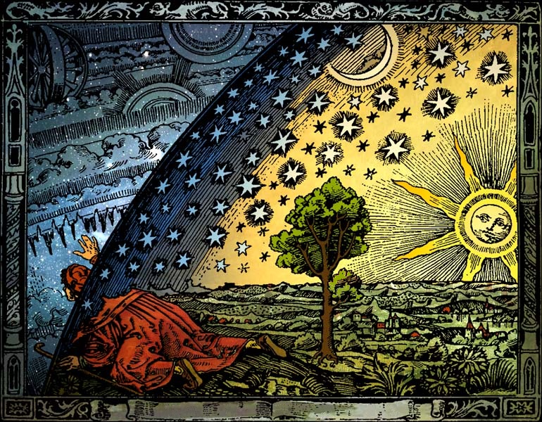 Medieval man looking at the heavens