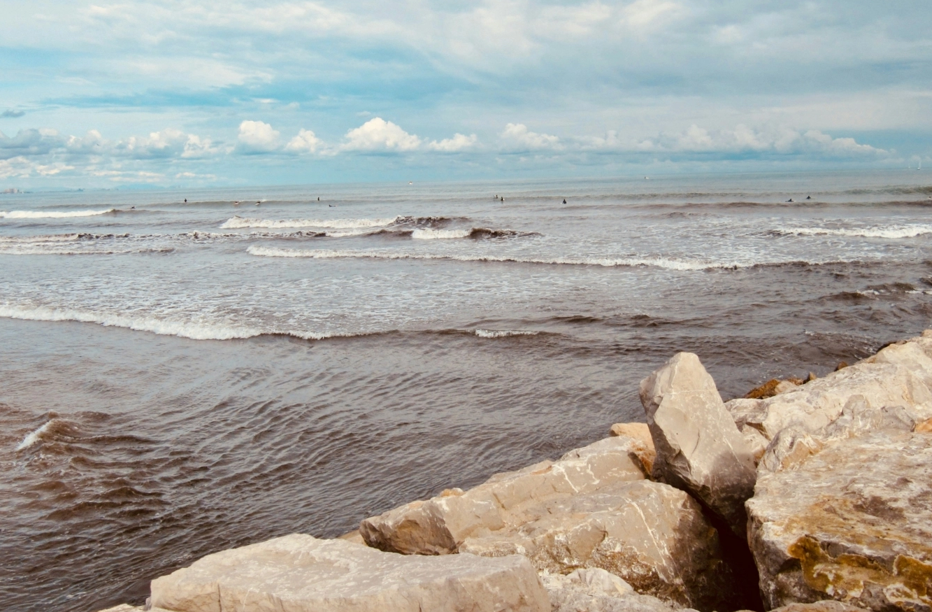 waves crashing on rocks