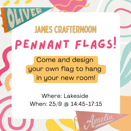 James Crafternoon: Pennant flags. Come and design your own in Lakeside. 25/09 at 15:00